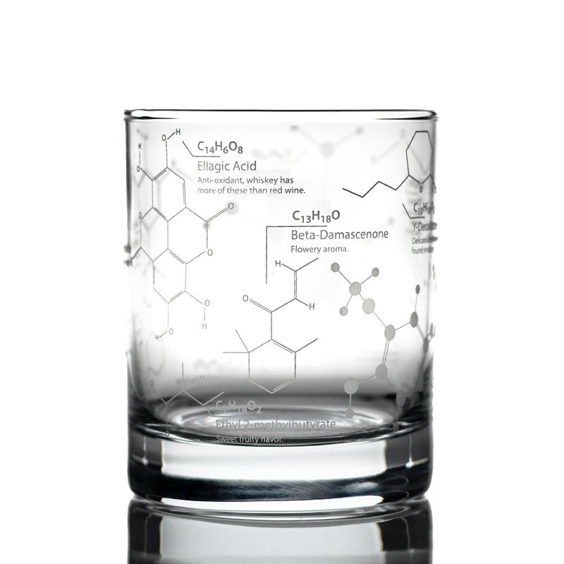 Greenline Goods Whiskey Glasses - 10 oz Tumbler Science of Whisky Glass - Etched with Whiskey Chemistry Molecules | Old Fashioned Rocks Glassware - Image 1
